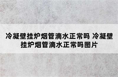 冷凝壁挂炉烟管滴水正常吗 冷凝壁挂炉烟管滴水正常吗图片